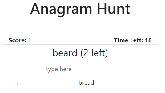 Anagram Hunt - in play