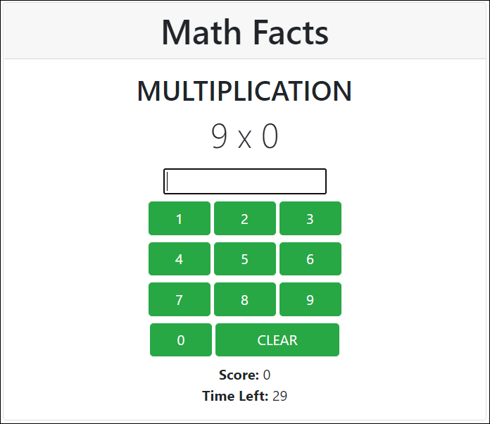 Math Facts - in play