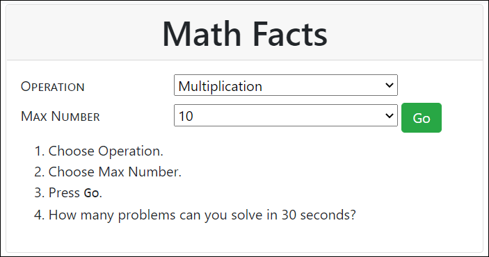 Math Facts - play